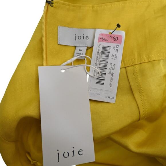 Joie Womens 10 Brenten Linen Blend Shorts in Sulphur Yellow NEW - Picture 7 of 9